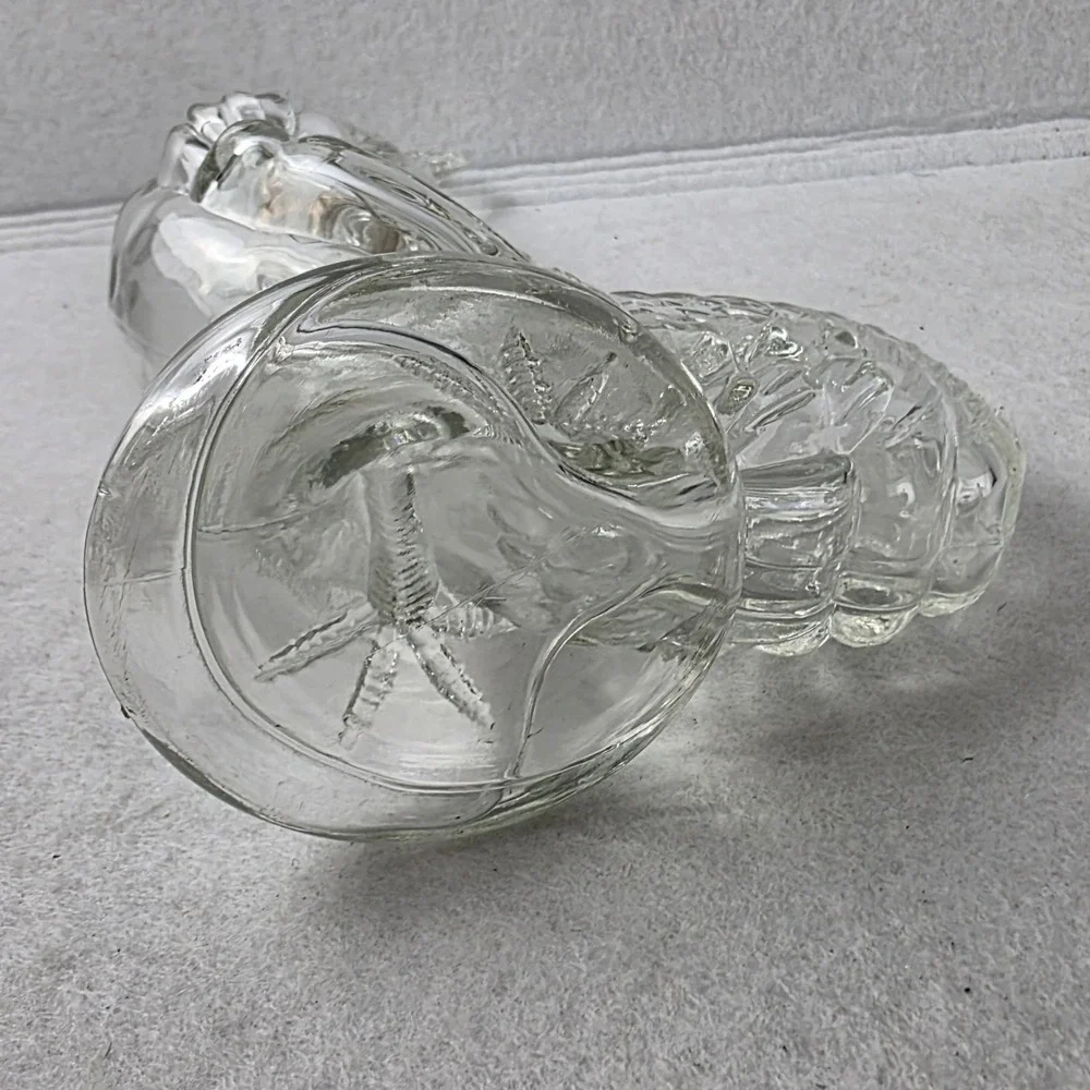 Vintage Clear Glass Tall Rooster Chicken Decanter Bottle 12
